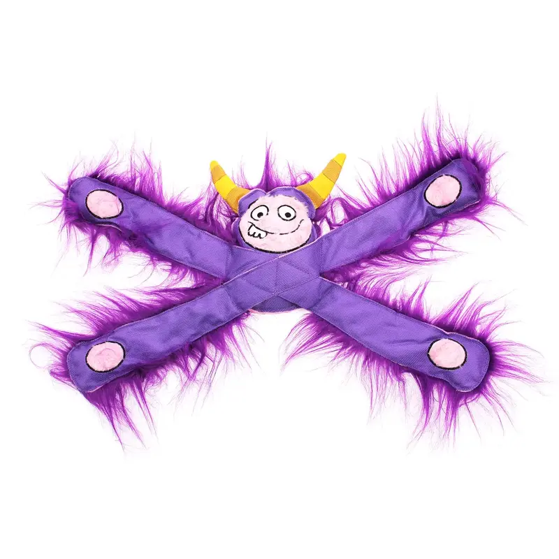 Doggles Furry Horned Monsterpulls Dog Toy - Purple