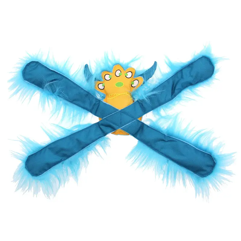 Doggles Furry Horned Monsterpulls Dog Toy - Teal