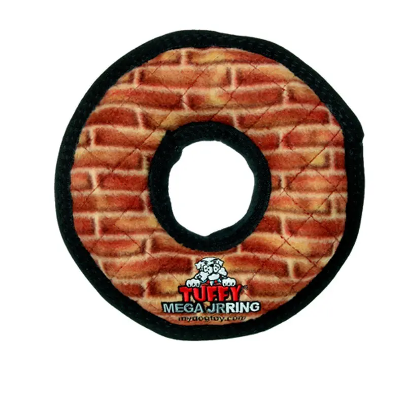 Tuffy Mega Ring Dog Toy - Brick Print