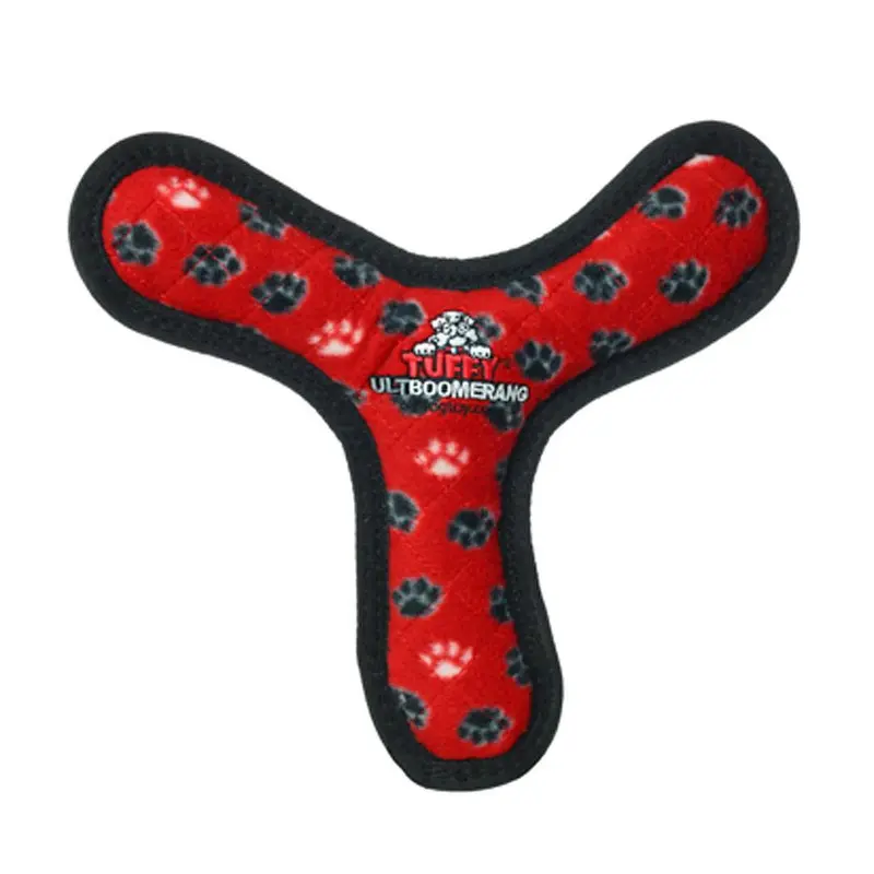 Tuffy Ultimate Boomerang Dog Toy - Red Paw Print