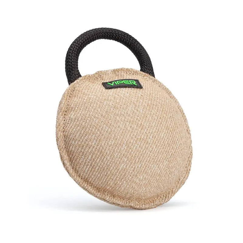 Viper Round Bite Pillow Dog Toy - Jute