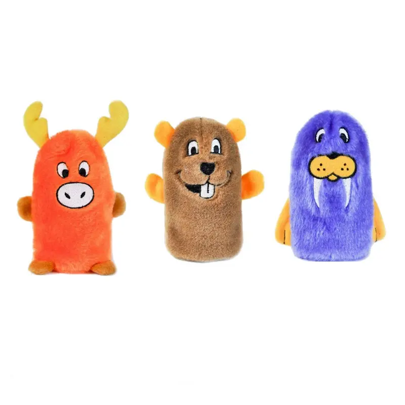 ZippyPaws Squeakie Buddie Dog Toys - Beaver, Moose, Walrus