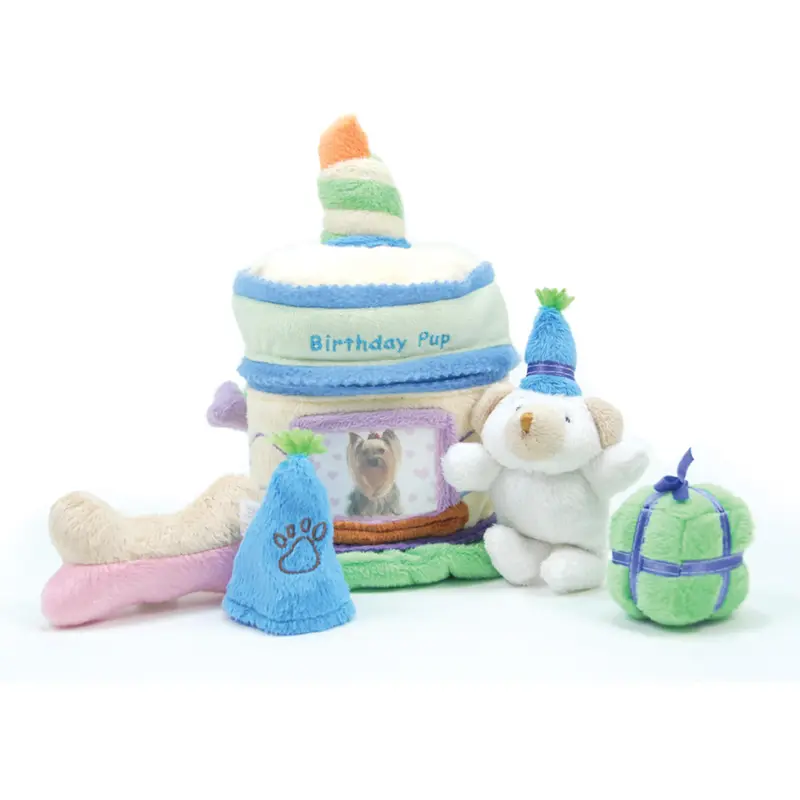 Oscar Newman Birthday Surprise Cake Dog Toy - Blue