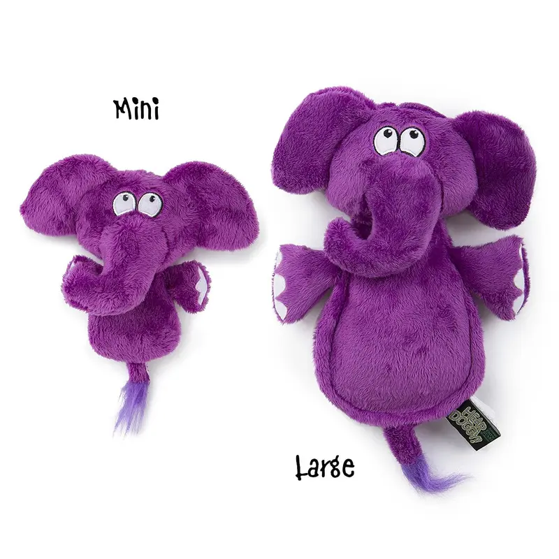 goDog HEAR DOGGY! Flatties with Ultrasonic Squeaker Dog Toy - Elephant