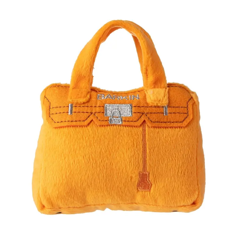 Haute Diggity Dog Barkin Bag Plush Dog Toy - Orange