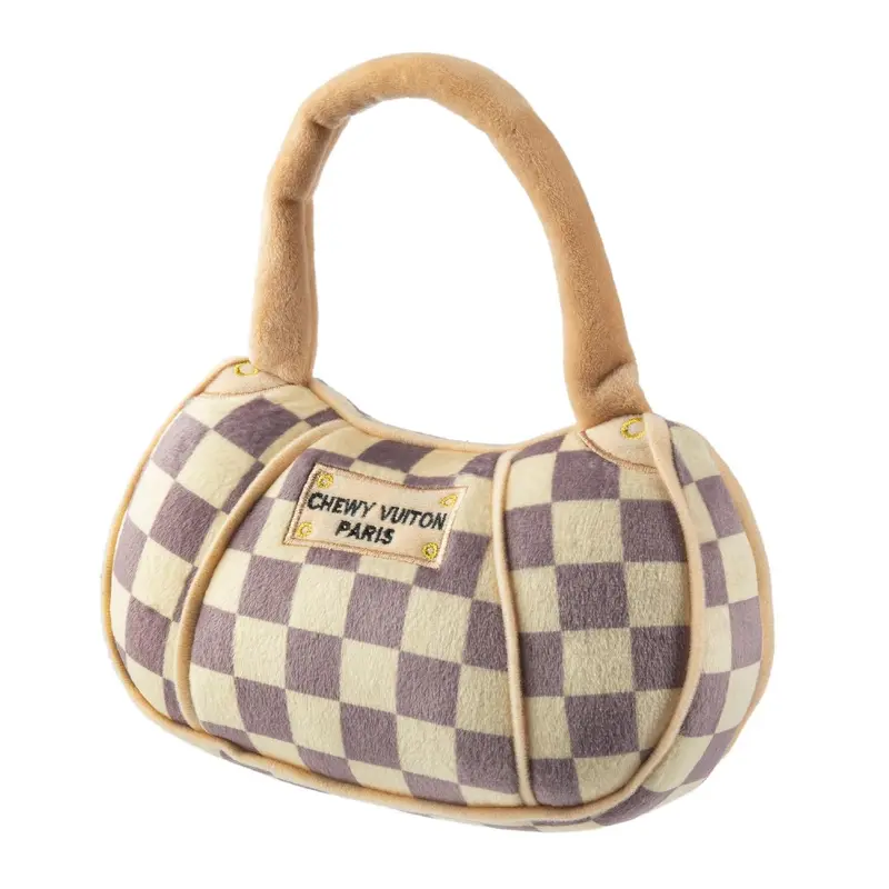 Haute Diggity Dog Chewy Vuiton Handbag Plush Dog Toy - Checker