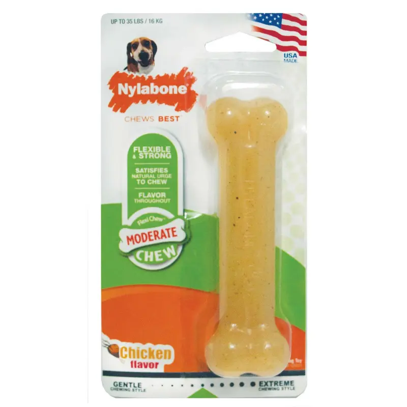Nylabone Flexible Chicken Flavor Chew Dog Toy Bone