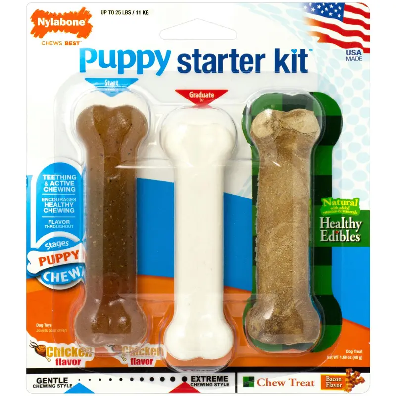 Nylabone Puppy Starter Kit Bones Dog Toy