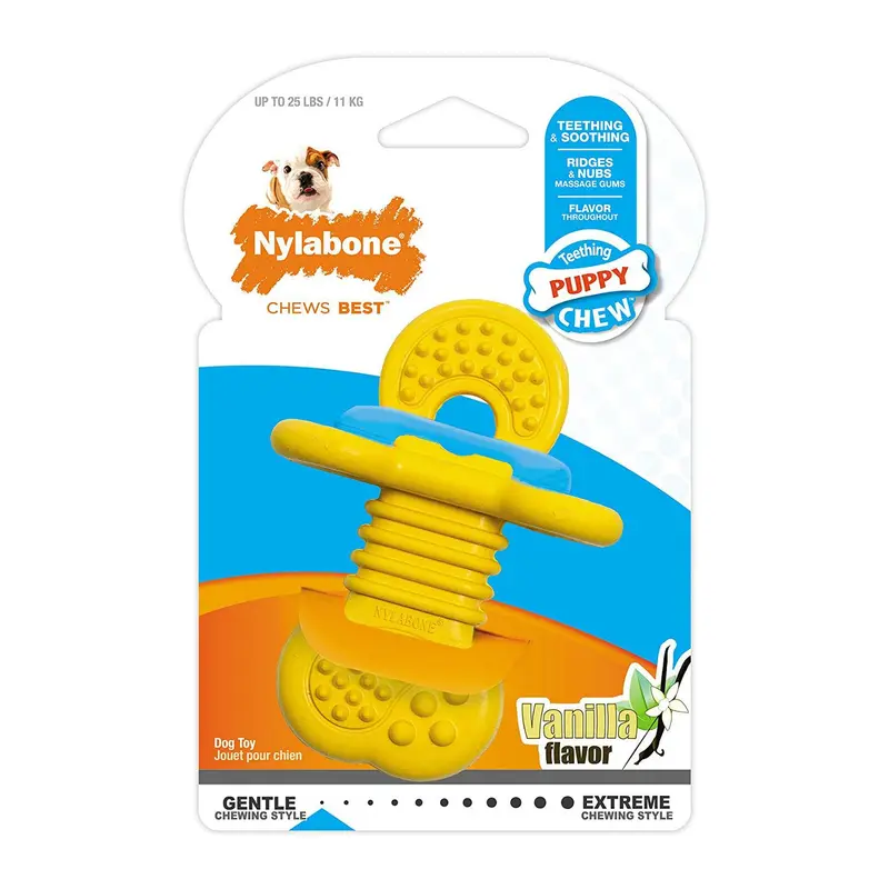 Nylabone Puppy Rubber Teether Chew Dog Toy - Vanilla