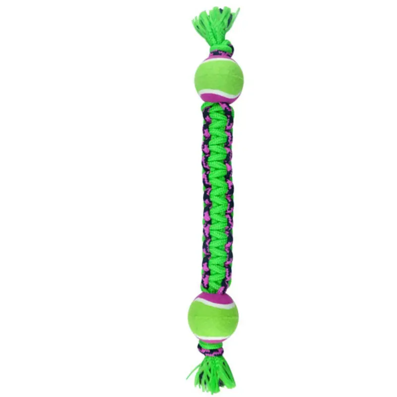 Pet Park Blvd Double Ball Paracord Rope Dog Toy - Green