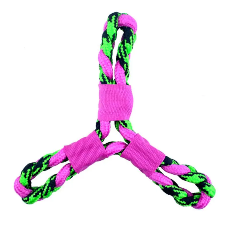 Pet Park Blvd Paracord Rope Twisted Tri-Flyer Dog Toy - Pink