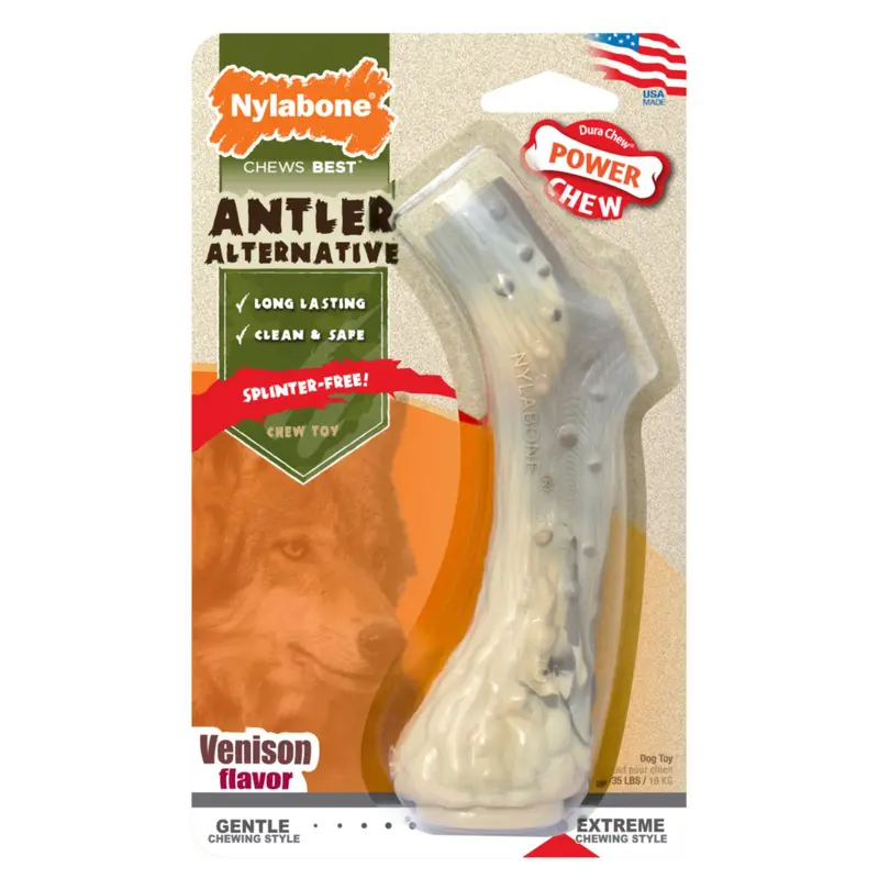 Nylabone Power Chew Antler Dog Chew Alternative - Venison