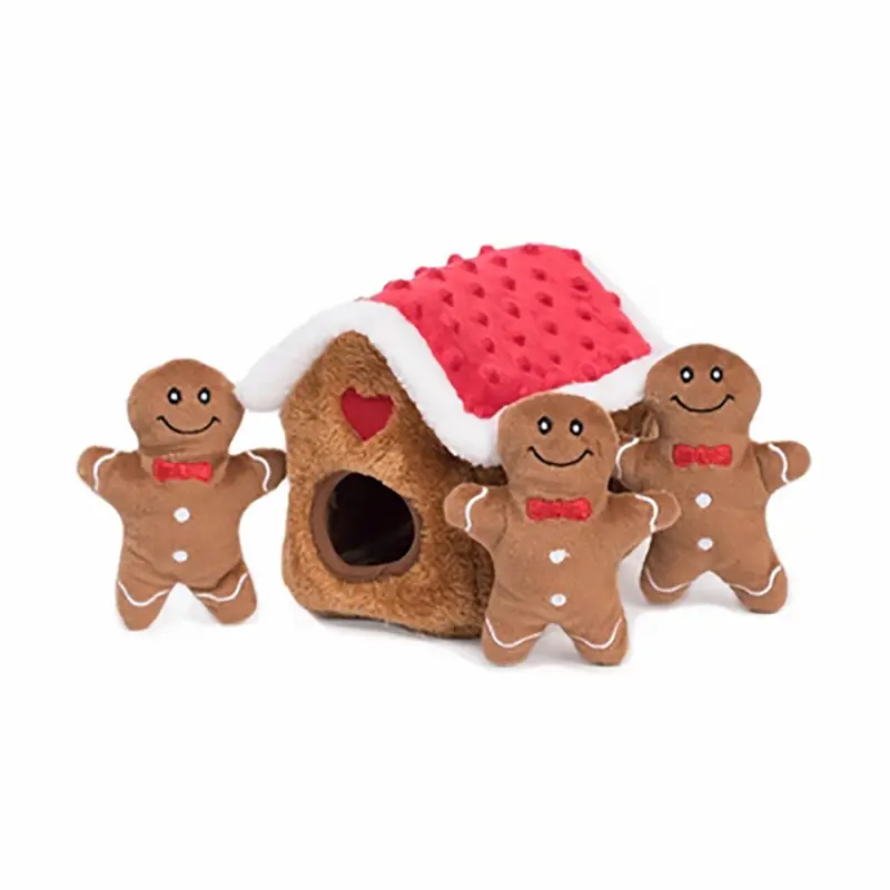ZippyPaws Holiday Burrow Dog Toy - Gingerbread House