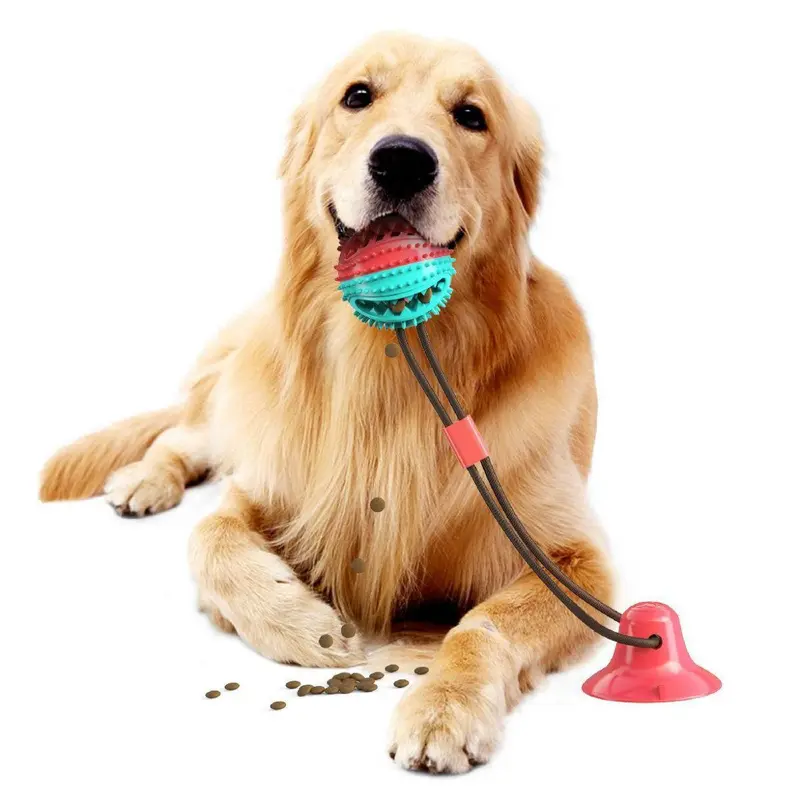 Pet Life Grip N' Play Treat Dispensing Ball Suction Cup Dog Toy - Red