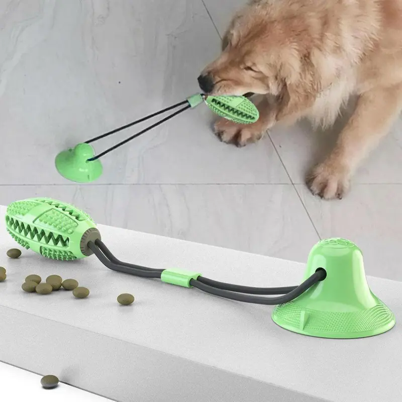 Pet Life Grip N' Play Treat Dispensing Football Suction Cup Dog Toy - Green