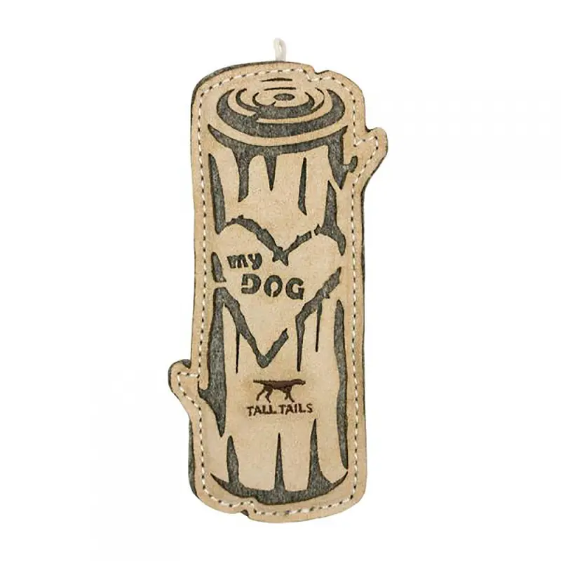 Tall Tails Natural Leather and Wool Love My Dog Log Dog Toy
