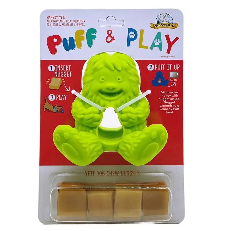 Yeti Dog Chew Puff & Play Hangry Yeti Dog Toy - Green