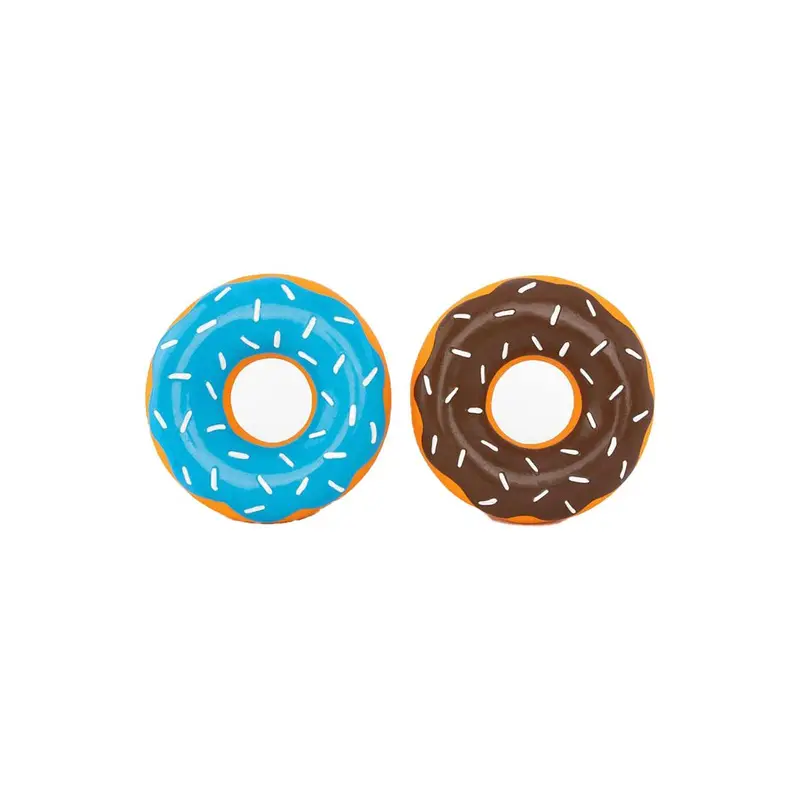 ZippyTuff Latex Donutz Dog Toys 2-Pack - Chocolate and Blueberry
