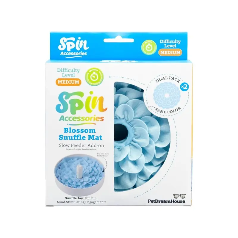 PetDreamHouse SPIN Snuffle Mat Dog Slow Feeder - Blue Blossom 2 Pack