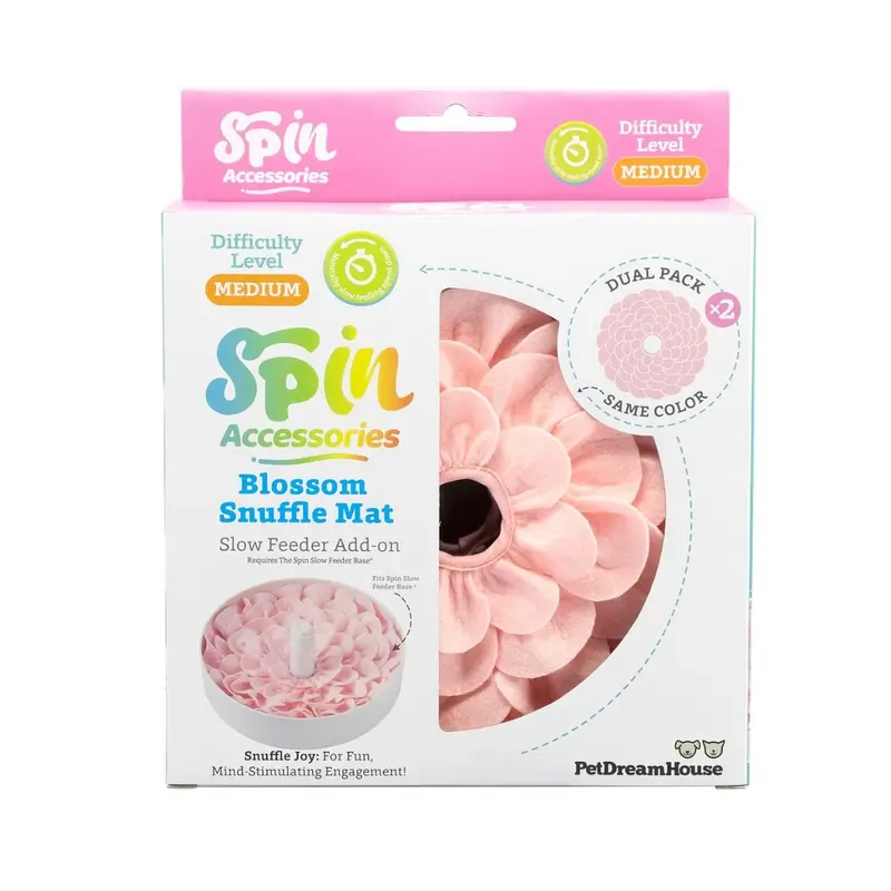 PetDreamHouse SPIN Snuffle Mat Dog Slow Feeder - Pink Blossom 2 Pack