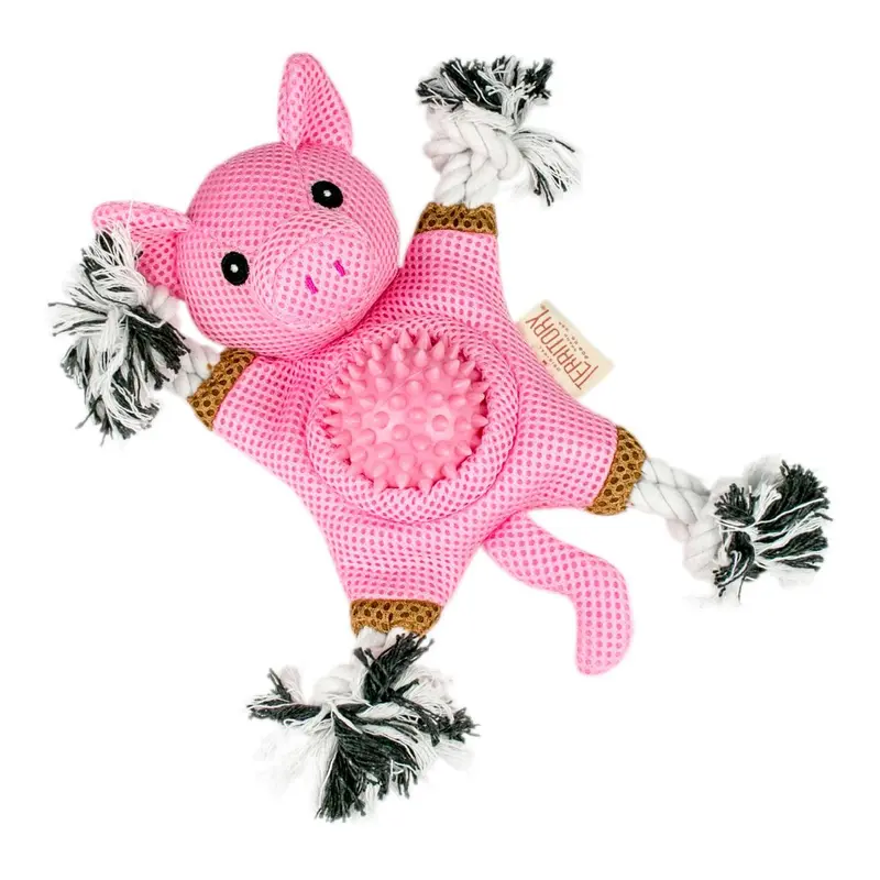 Territory 2 in 1 Tug & Fetch Dog Toy - Farm Friend Pig