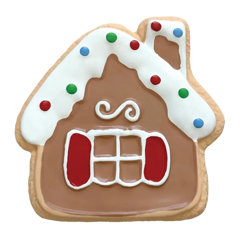 foufou Dog Holiday Cookies for Santa Chew Latex Dog Toy - Gingerbread House