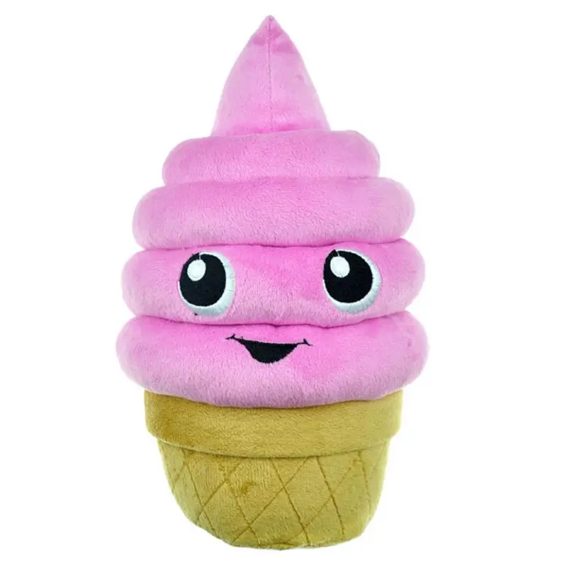 Chomper Food Junkeez Plush Dog Toy - Ice Cream Cone