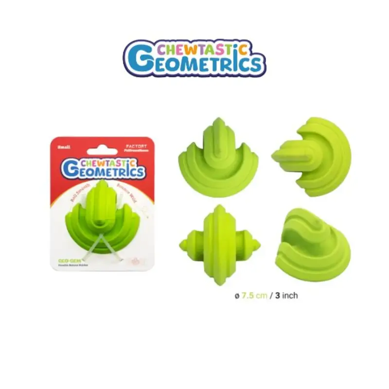 PetDreamHouse Chewtastic GeoMetrics Natural Rubber Dog Toy - Geo-Gem Green