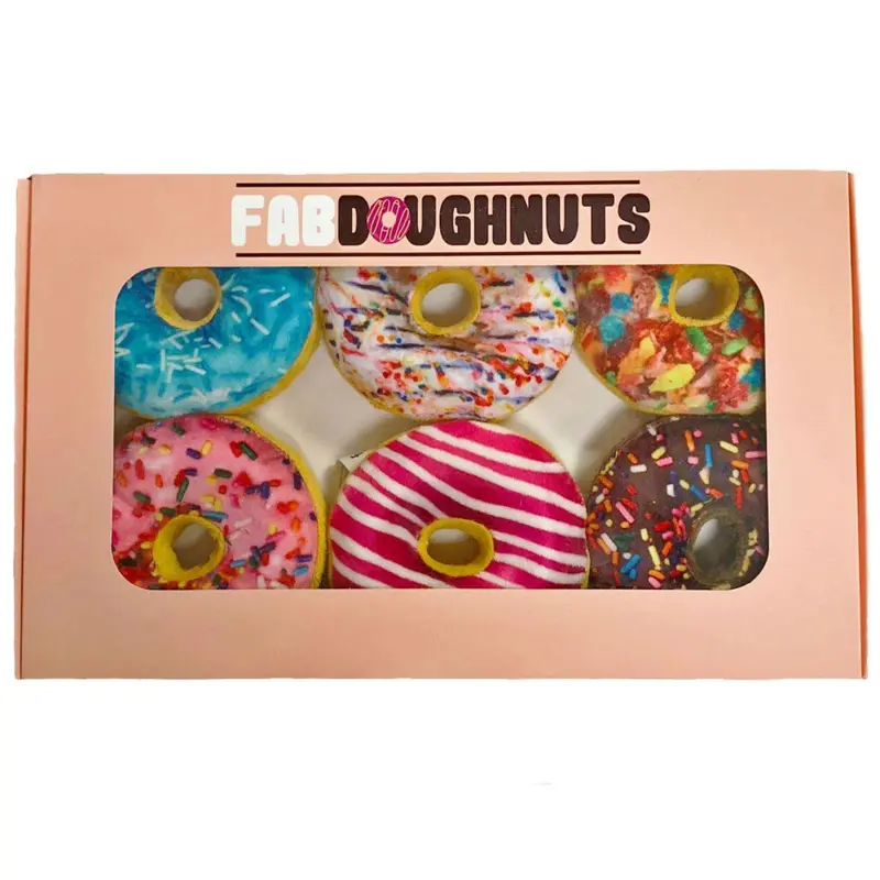 fabdog Foodies Plush Dog Toy - Box of 6 Doughnuts