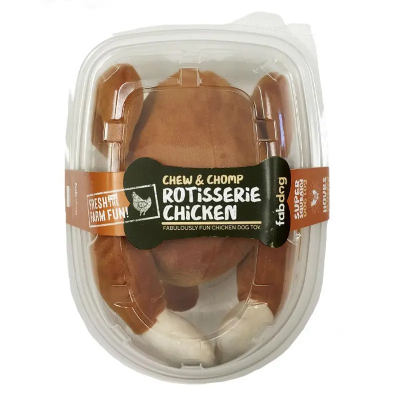 fabdog Foodies Plush Dog Toy - Rotisserie Chicken Super-Squeaker
