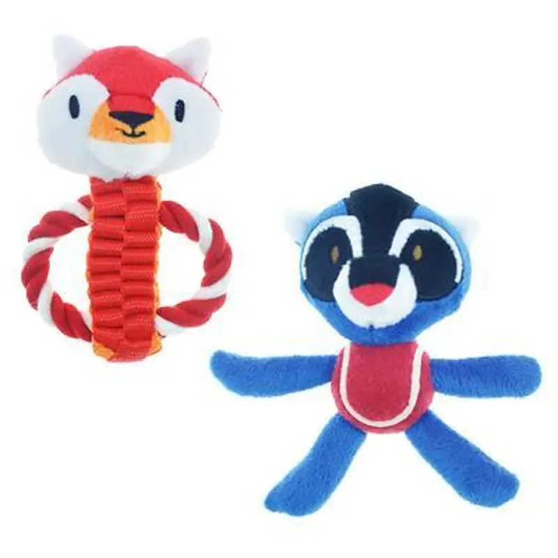 Pet Park Blvd Tossers Dog Toys - Fox & Raccoon