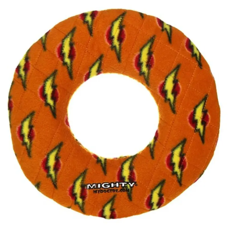 Mighty No Stuff Ring Dog Toy - Orange Flash