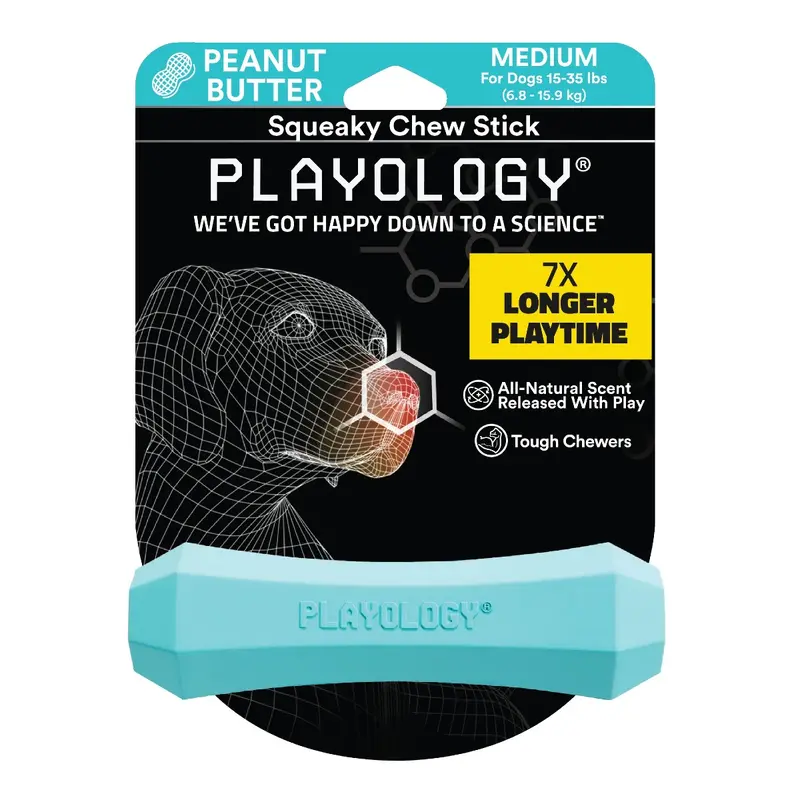 Playology Scented Squeaky Chew Stick Dog Toy - Peanut Butter