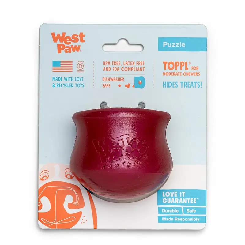 West Paw Holiday Toppl Dog Toy - Ruby Red