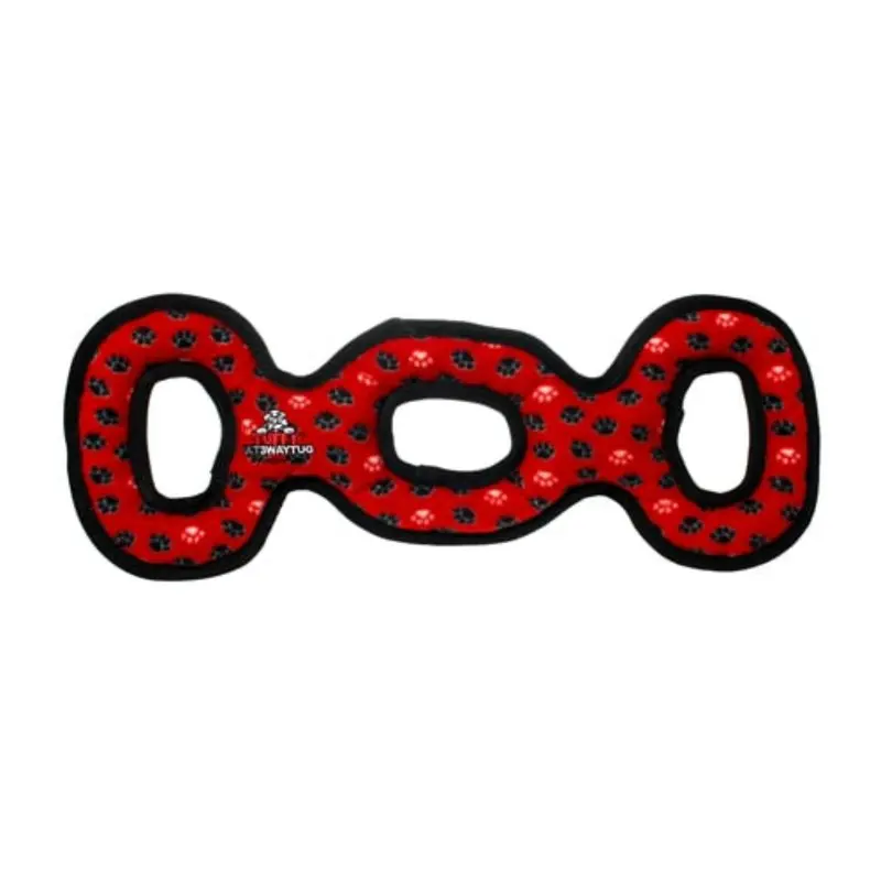 Tuffy Ultimate 3-Way Tug Dog Toy - Red Paw Prints