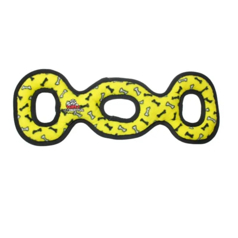 Tuffy Ultimate 3-Way Tug Dog Toy - Yellow Bones