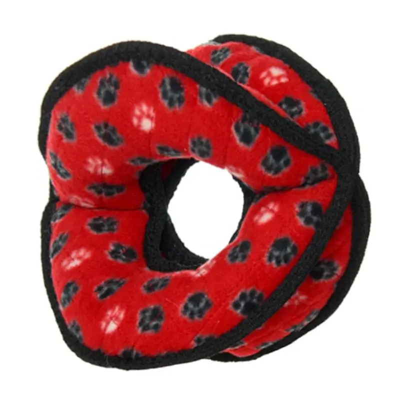 Tuffy Ultimate 4-Way Ring Dog Toy - Red Paw Prints