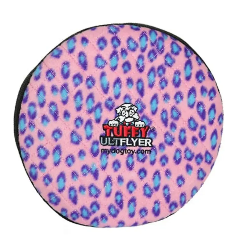 Tuffy Ultimate Flyer Dog Toy - Pink Leopard