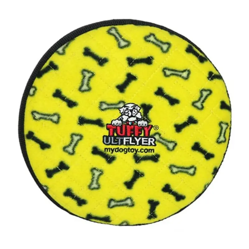 Tuffy Ultimate Flyer Dog Toy - Yellow Bones