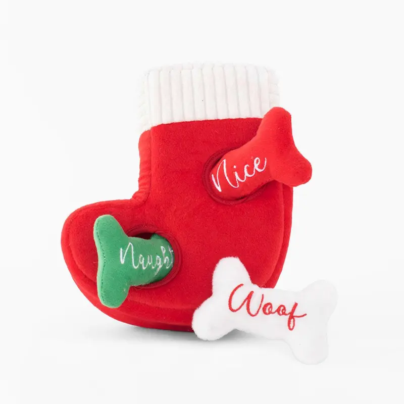 ZippyPaws Holiday Burrow Dog Toy - Naughty or Nice Stocking