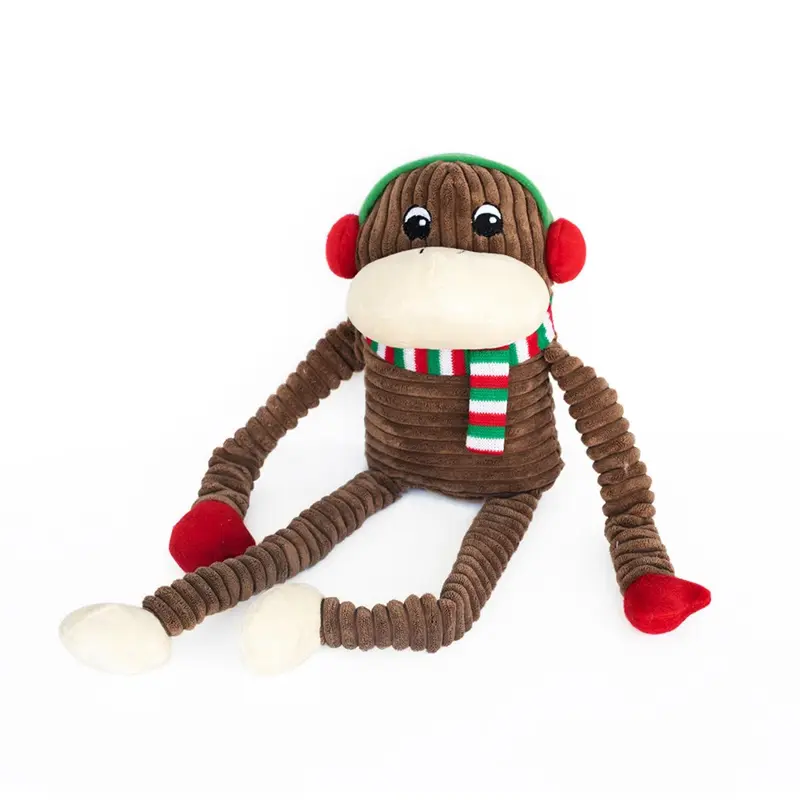 ZippyPaws Holiday Crinkle Dog Toy - Monkey