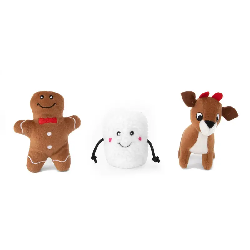 ZippyPaws Holiday Miniz Dog Toys - Santa's Friends