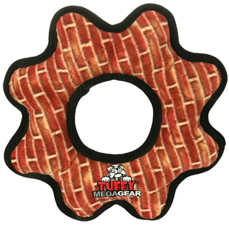 Tuffy Mega Gear Ring Dog Toy - Brick Print