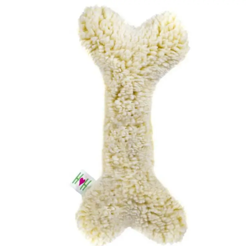 HuggleFleece Fur HuggleBone Dog Toy - Cream