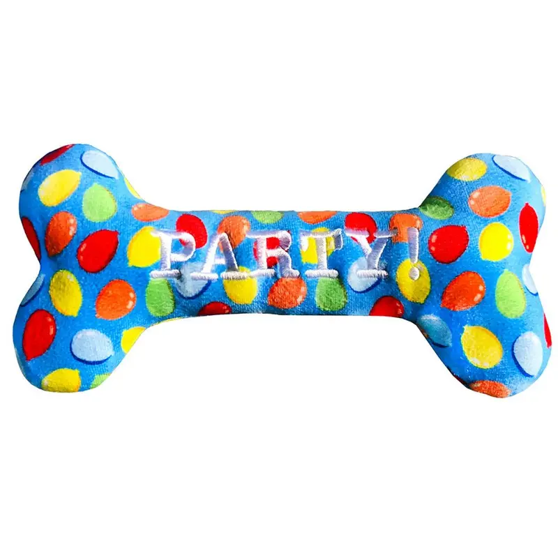 Lulubelles Power Plush Dog Toy - Party Time Blue Bone