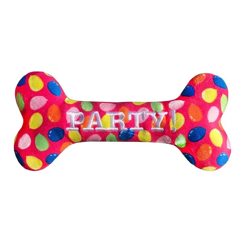 Lulubelles Power Plush Dog Toy - Party Time Pink Bone