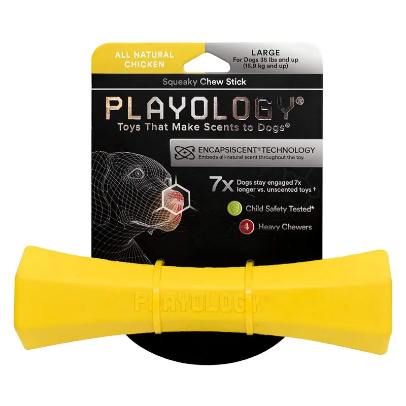 Playology Scented Squeaky Chew Stick Dog Toy - Chicken
