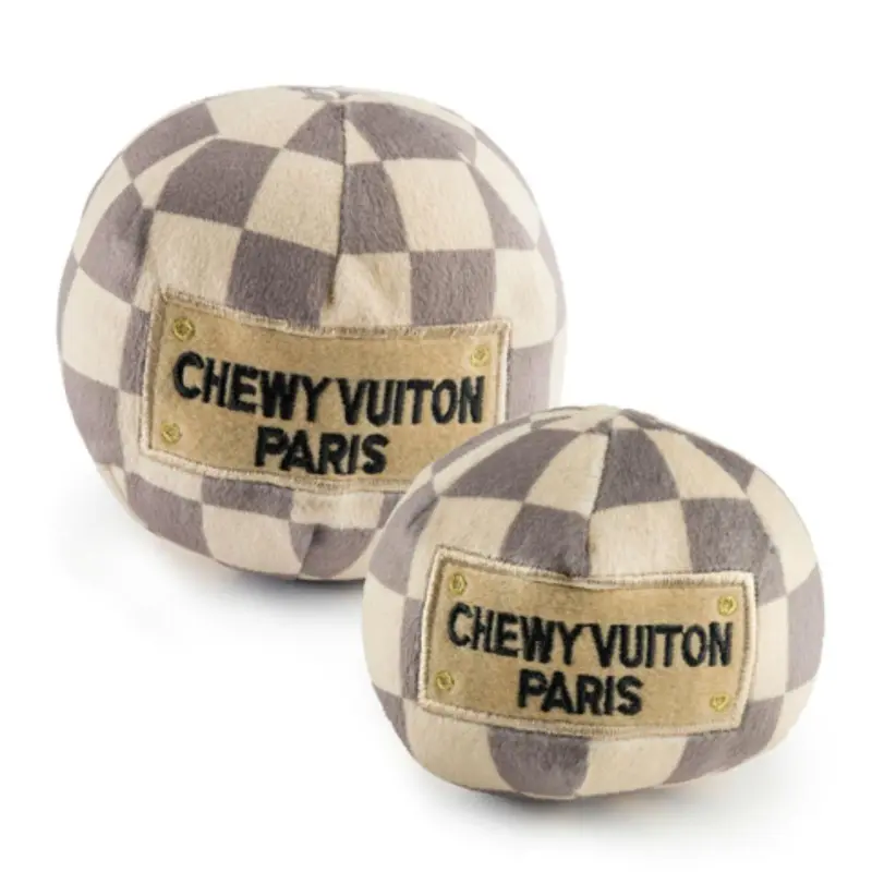 Haute Diggity Dog Chewy Vuiton Ball Dog Toy - Checker