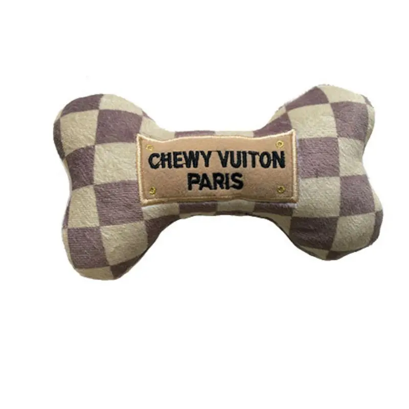 Haute Diggity Dog Chewy Vuiton Bone Dog Toy - Checker