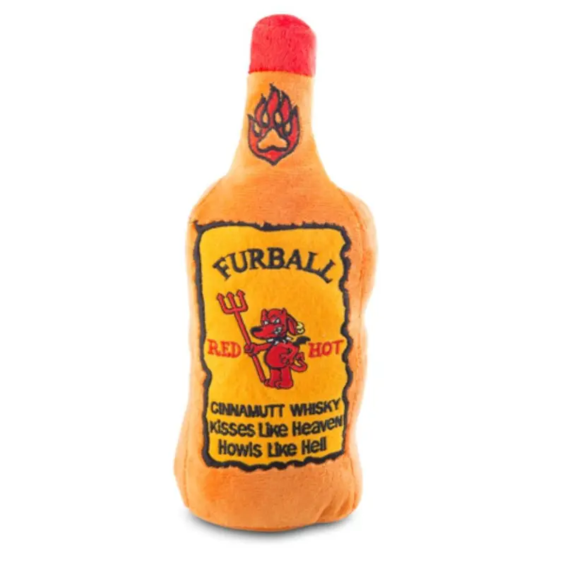 Haute Diggity Dog Furball Cinnamutt Whisky Bottle Plush Dog Toy